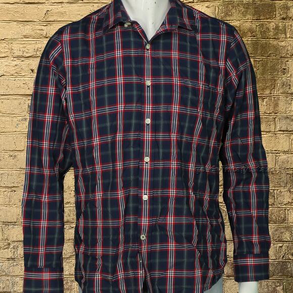 Club Room Plaid Long Sleeve Dress Button Down Shirt Medium - Picture 1 of 9
